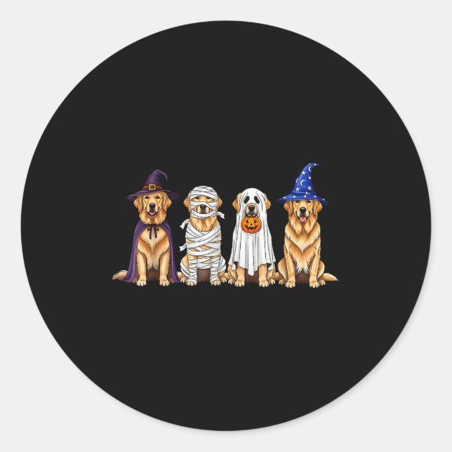 Halloween Golden Retriever Ghost Soky Dog Lovers D Runder Aufkleber (Vorderseite)
