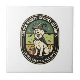 Halloween Golden Retriever Gruseliger Nachtclub Fliese