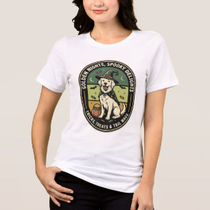 Halloween Golden Retriever Gruseliger Nachtclub Tri-Blend Shirt