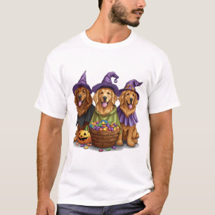 Halloween Golden Retriever Hexenhunde T-Shirt