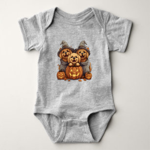Halloween Golden Retriever Hunde Kürbislaterne Baby Strampler