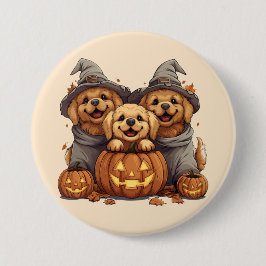 Halloween Golden Retriever Hunde Kürbislaterne Button