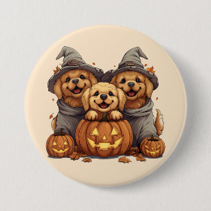 Halloween Golden Retriever Hunde Kürbislaterne Button
