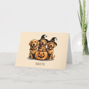 Halloween Golden Retriever Hunde Kürbislaterne Dankeskarte