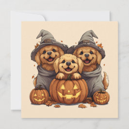 Halloween Golden Retriever Hunde Kürbislaterne Einladung