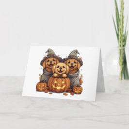 Halloween Golden Retriever Hunde Kürbislaterne Karte
