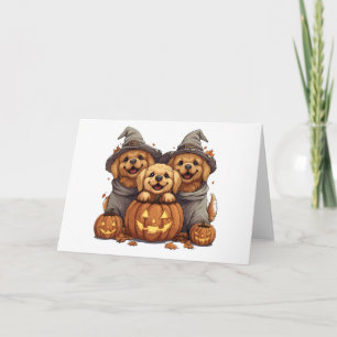 Halloween Golden Retriever Hunde Kürbislaterne Karte