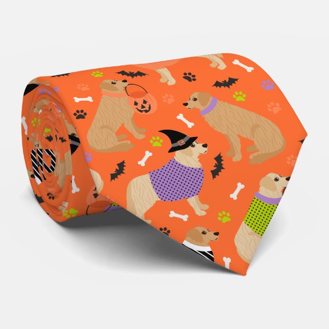 Halloween Golden Retriever Krawatte (Gerollt)