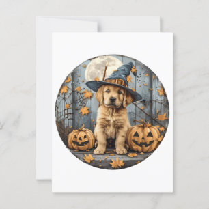 Halloween Golden Retriever Puppy Pumpkins Postkarte
