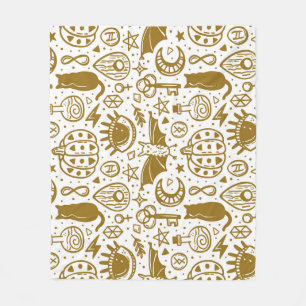 Halloween goldene Tinte, nahtloses Silhouettenmust Fleecedecke