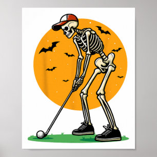 Halloween-Golf-Skelett-Golfer Lustiger Halloween-G Poster