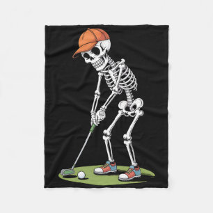 Halloween Golfer Golf Player Skeleton Golf Funny m Fleecedecke