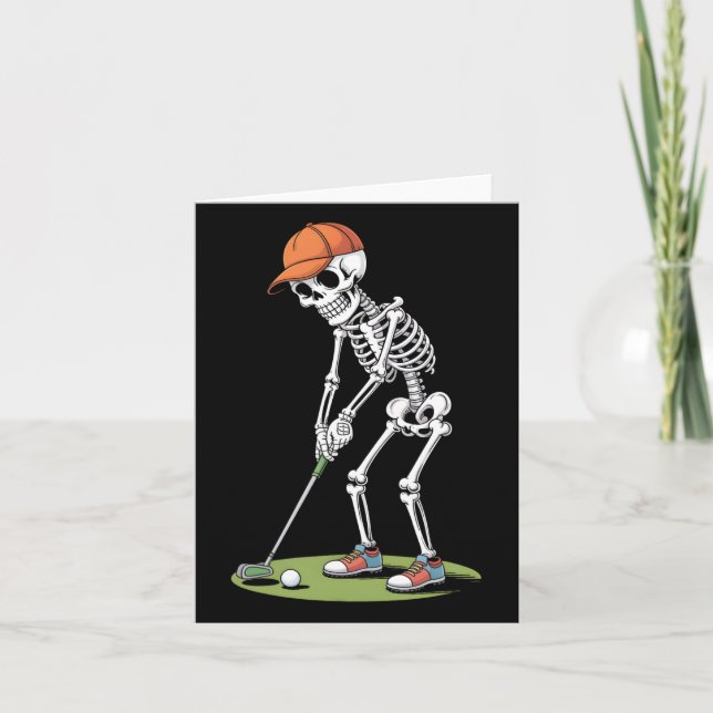 Halloween Golfer Golf Player Skeleton Golf Funny m Karte (Vorderseite)