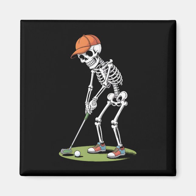 Halloween Golfer Golf Player Skeleton Golf Funny m Magnet (Vorne)
