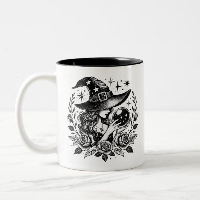 Halloween Good Hexe Zweifarbige Tasse (Links)
