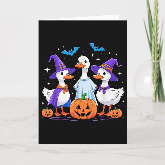 Halloween Goose Ghost Pumpkin Witch Costume Soky F Karte (Vorderseite)