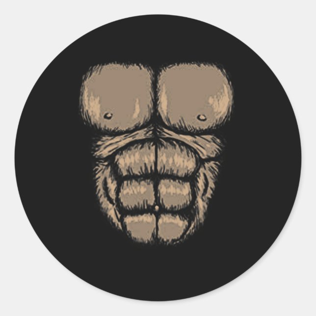 Halloween Gorilla Brustkostüm Niedlicher Affenmusk Runder Aufkleber (Vorderseite)