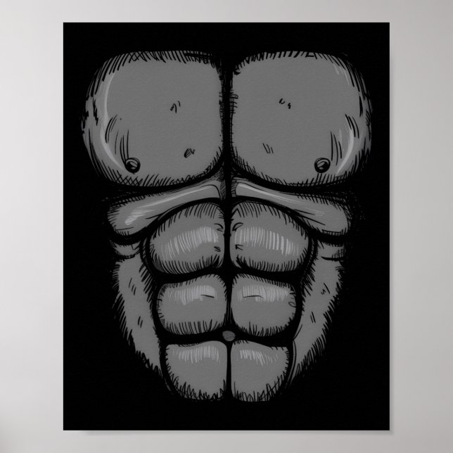 Halloween Gorilla Monkey Bauch Brustkostüm Männer  Poster (Vorne)