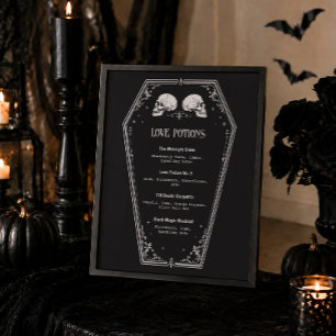 Halloween-Goth-Brautjungfer-Getränkekarte Poster
