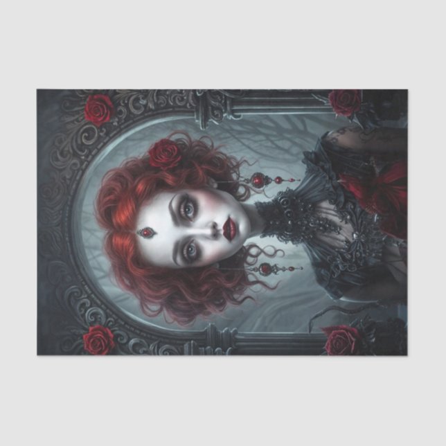 Halloween Goth Red Vamp Queen Seidenpapier (Vorderseite)