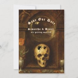 Halloween Goth Skull Spiders Save the Date Einladung