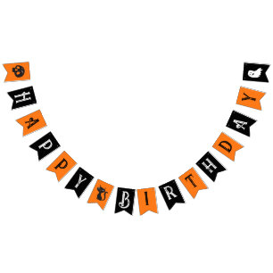 Halloween Gothday Buchstaben Orange und Schwarz Wimpelkette