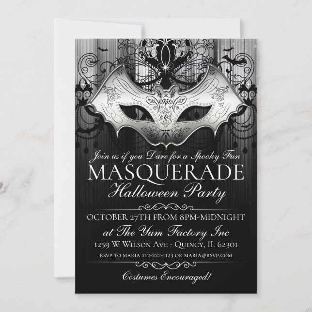Halloween Gothic Bat Masquerade Party Einladung (Vorderseite)