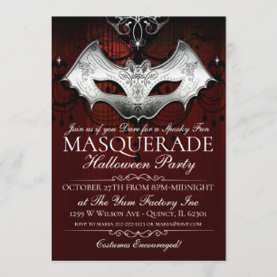 Halloween Gothic Bat Masquerade Party Einladung