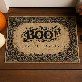 Halloween Gothic Boo mit eigenem Familiennamen Fußmatte