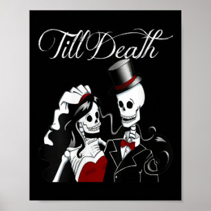 Halloween Gothic Bride Groom Skelet Poster