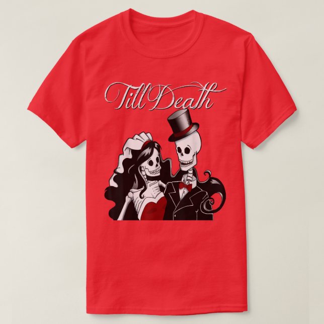 Halloween Gothic Bride Groom Skelett bis T-Shirt (Design vorne)