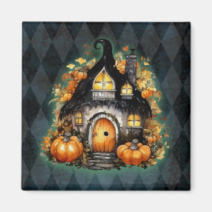 Halloween Gothic Fall Fairy Hütte Blue Raute Magnet