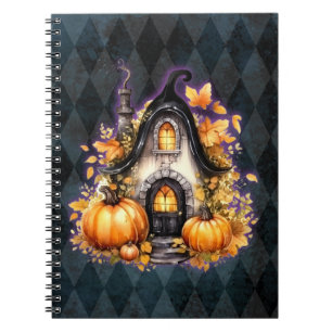 Halloween Gothic Fall Fairy Hütte Blue Raute Notizblock