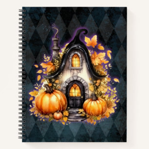 Halloween Gothic Fall Fairy Hütte Blue Raute Notizbuch