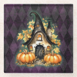 Halloween Gothic Fall Fairy Hütte Lila Raute Glasuntersetzer
