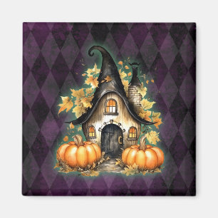 Halloween Gothic Fall Fairy Hütte Lila Raute Magnet