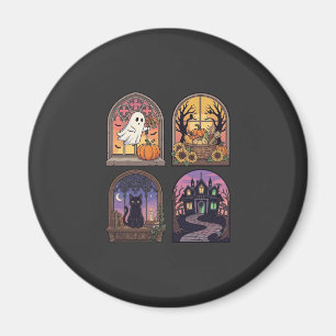 Halloween Gothic Fenster Geist Kürbis Schwarze Kat Magnet