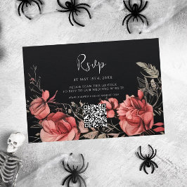 Halloween Gothic Floral QR Code Hochzeit RSVP Karte