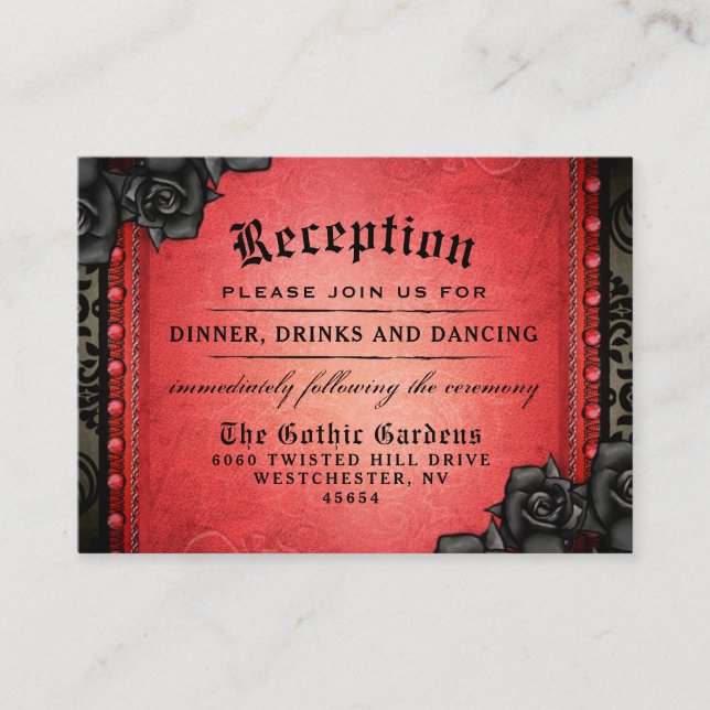 Halloween Gothic Red Black 3,5 x 2,5 Empfang Begleitkarte (Vorderseite)