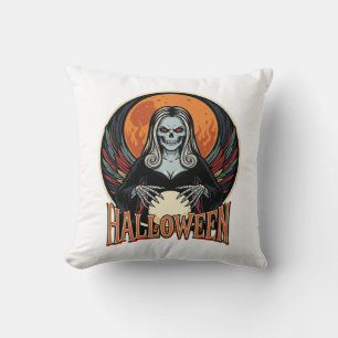 Halloween Gothic Skelett Wahrsager Vektor Kunst Kissen