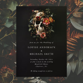 Halloween Gothic Skull Floral Wedding Einladung
