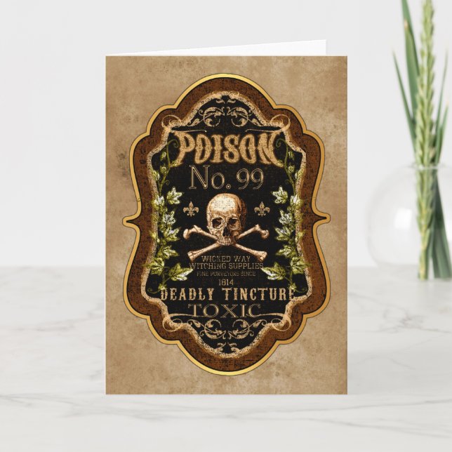Halloween Gothic Skull und Crossbones Hexentrank Karte (Vorderseite)
