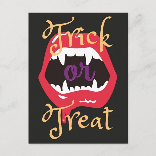 Halloween Gothic Spooky Vampire Trick oder Treat Postkarte (Vorderseite)