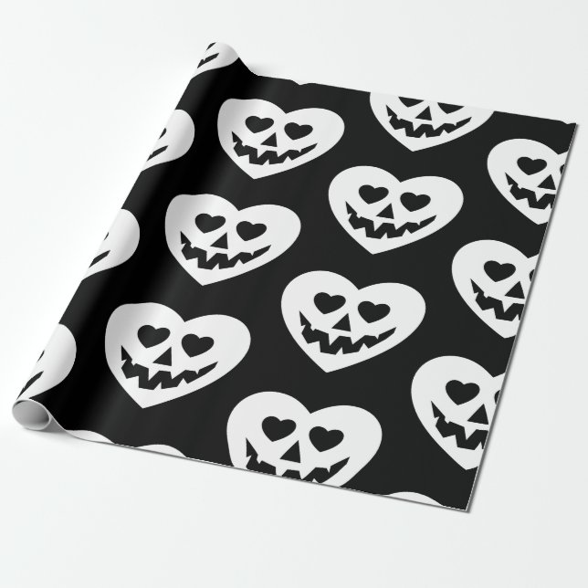 halloween gothic valentine creepine heart white geschenkpapier (Ungerollt)