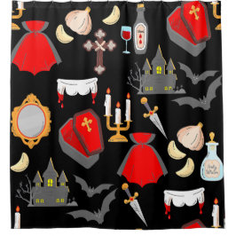 halloween gothic vampire garlic holy water fangs duschvorhang