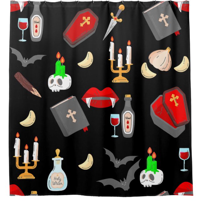 halloween gothic vampire hunter garlic dagger fang duschvorhang (Vorderseite)