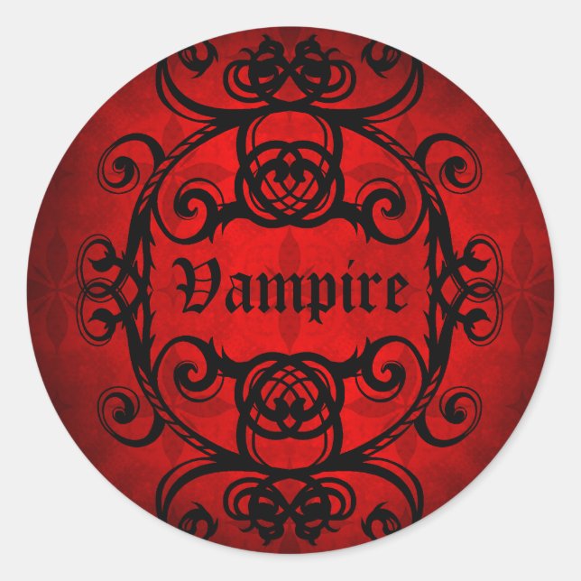Halloween Gothic Vampire Romantik Design Runder Aufkleber (Vorderseite)