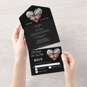 Halloween-Gotik-Hochzeit All In One Einladung