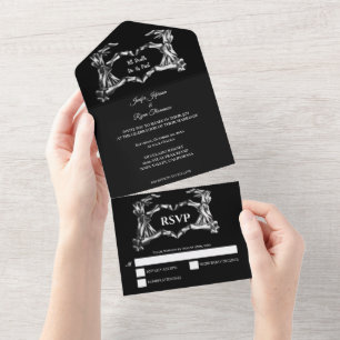 Halloween-Gotik-Hochzeit All In One Einladung
