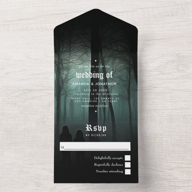 Halloween Gotische Hochzeit in einer Einladung (Innen Boden)